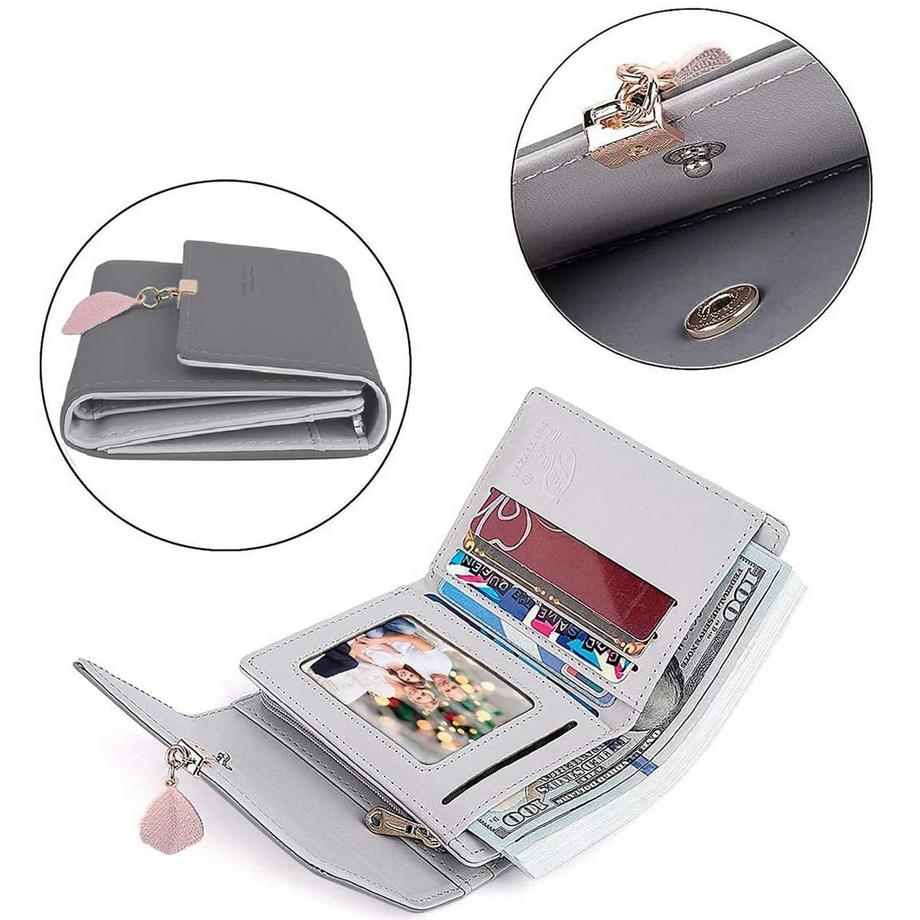 Only-bags.store Portafoglio piccolo in ecopelle liscia con scomparti multipli  