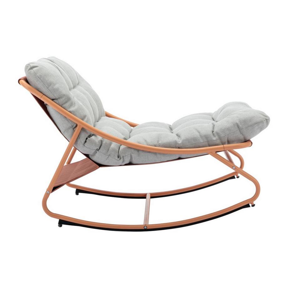 Vente-unique  Fauteuil de jardin à bascule en acier - Orange et coussin gris clair - SARANI de MYLIA 