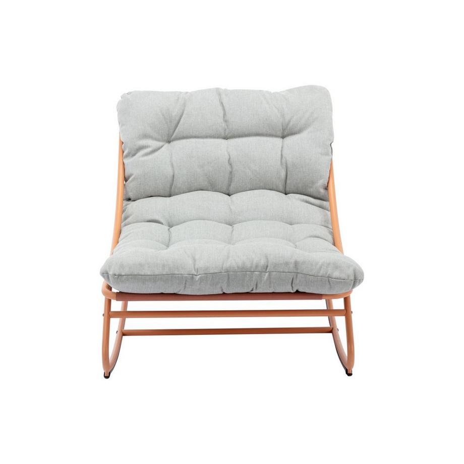 Vente-unique  Fauteuil de jardin à bascule en acier - Orange et coussin gris clair - SARANI de MYLIA 