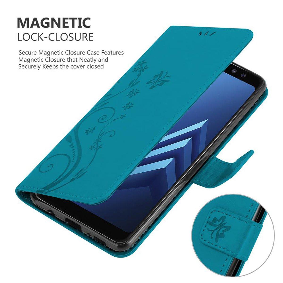 Cadorabo  Hülle für Samsung Galaxy A8 2018 Blumen Design Magnetverschluss 