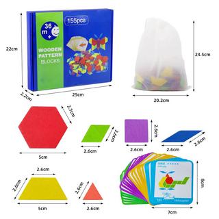 Activity-board  Kinder geometrische Formen Holzpuzzle, Stücke Bausteine Puzzle und 24 Design-Karten Geeignet 