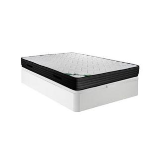 Vente-unique Ensemble 140 x 190 cm sommier coffre blanc + matelas mousse et coutil bambou ép.25cm - BERENDI de NATUREA  