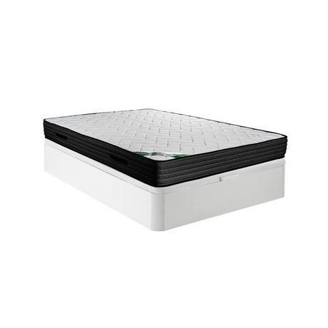 Vente-unique Ensemble 140 x 190 cm sommier coffre blanc + matelas mousse et coutil bambou ép.25cm - BERENDI de NATUREA  