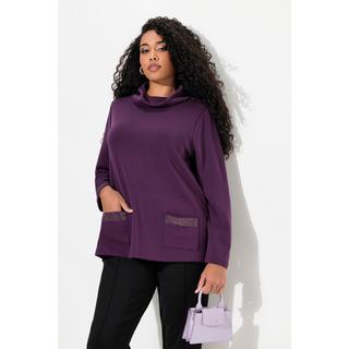 Ulla Popken  Sweatshirt, Ziersteintaschen, Boxy, Stehkragen, Langarm 