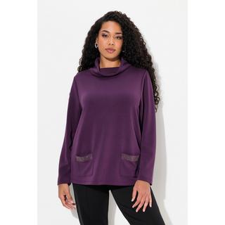 Ulla Popken  Sweatshirt, Ziersteintaschen, Boxy, Stehkragen, Langarm 