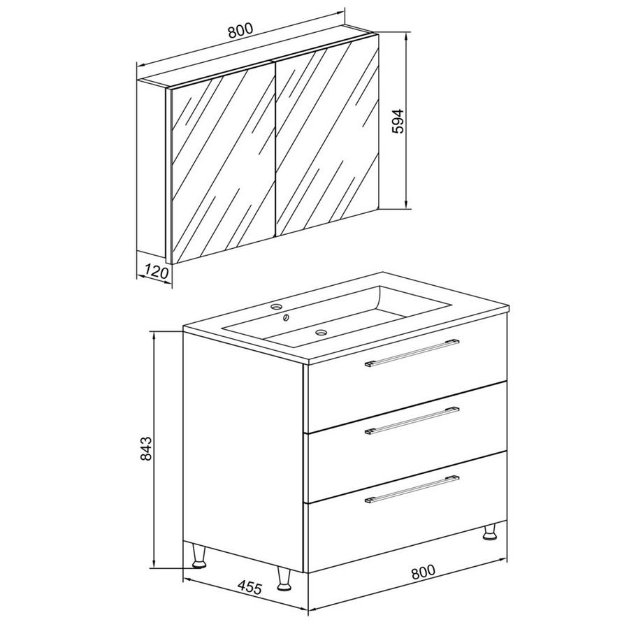 VCM Set de 3 vasques au sol lavabo céramique  