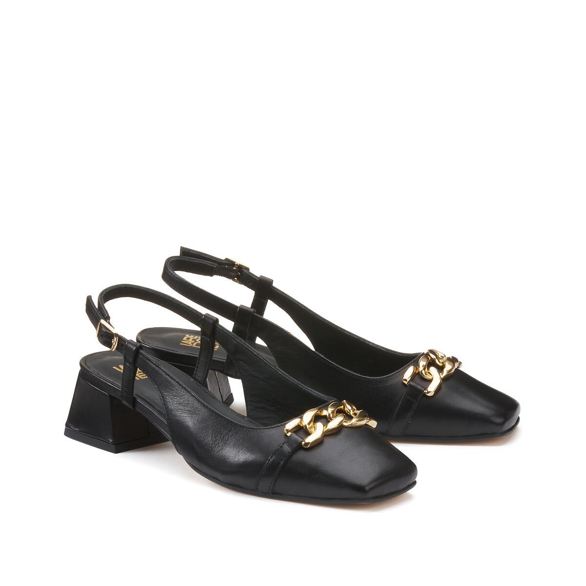 Image of Leder-ballerinas Mit Breitem Absatz Damen Schwarz 38