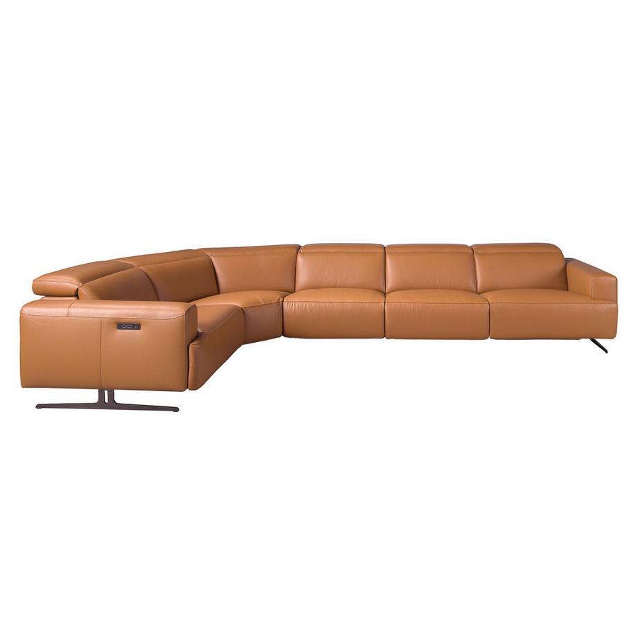 ANGEL CERDA Canapé d'angle modulable relax en cuir marron  