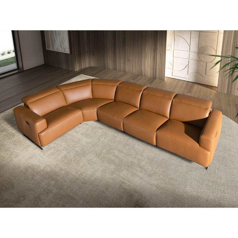 ANGEL CERDA Canapé d'angle modulable relax en cuir marron  