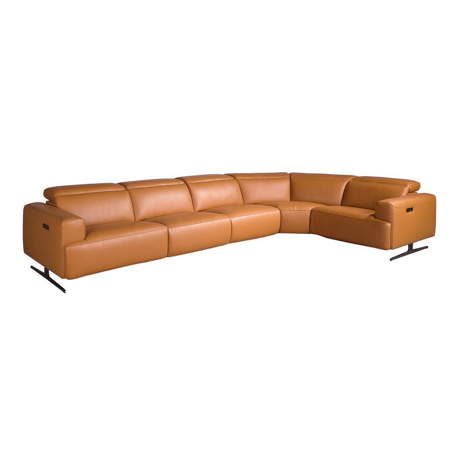 Canapé d'angle modulable relax en cuir marron