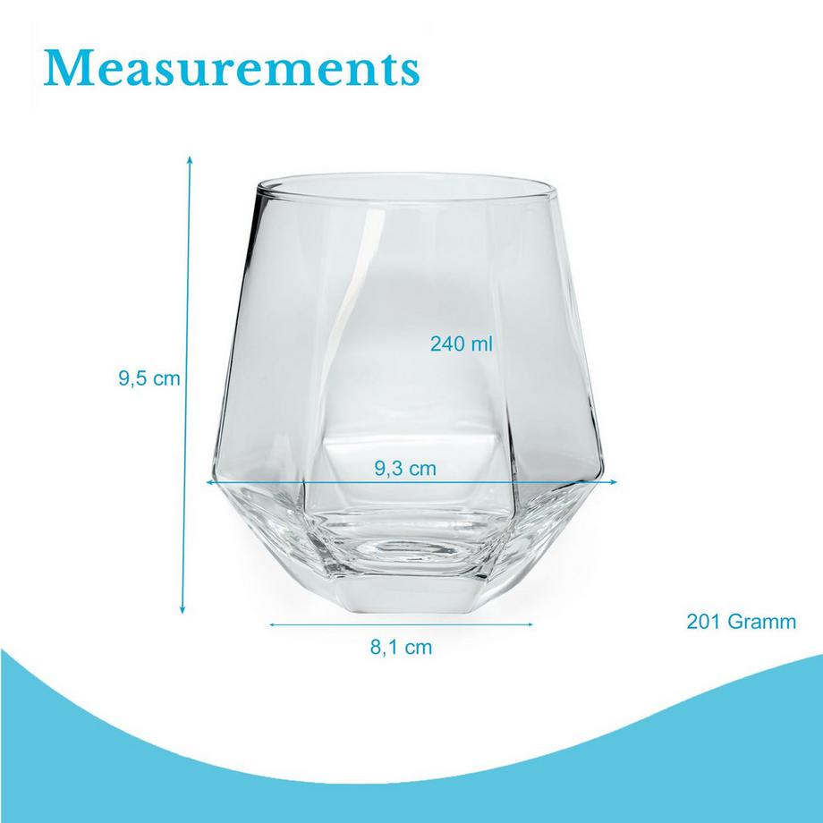 Intirilife Set Di Bicchieri Da Bere In Design Esagonale, 240 Ml  