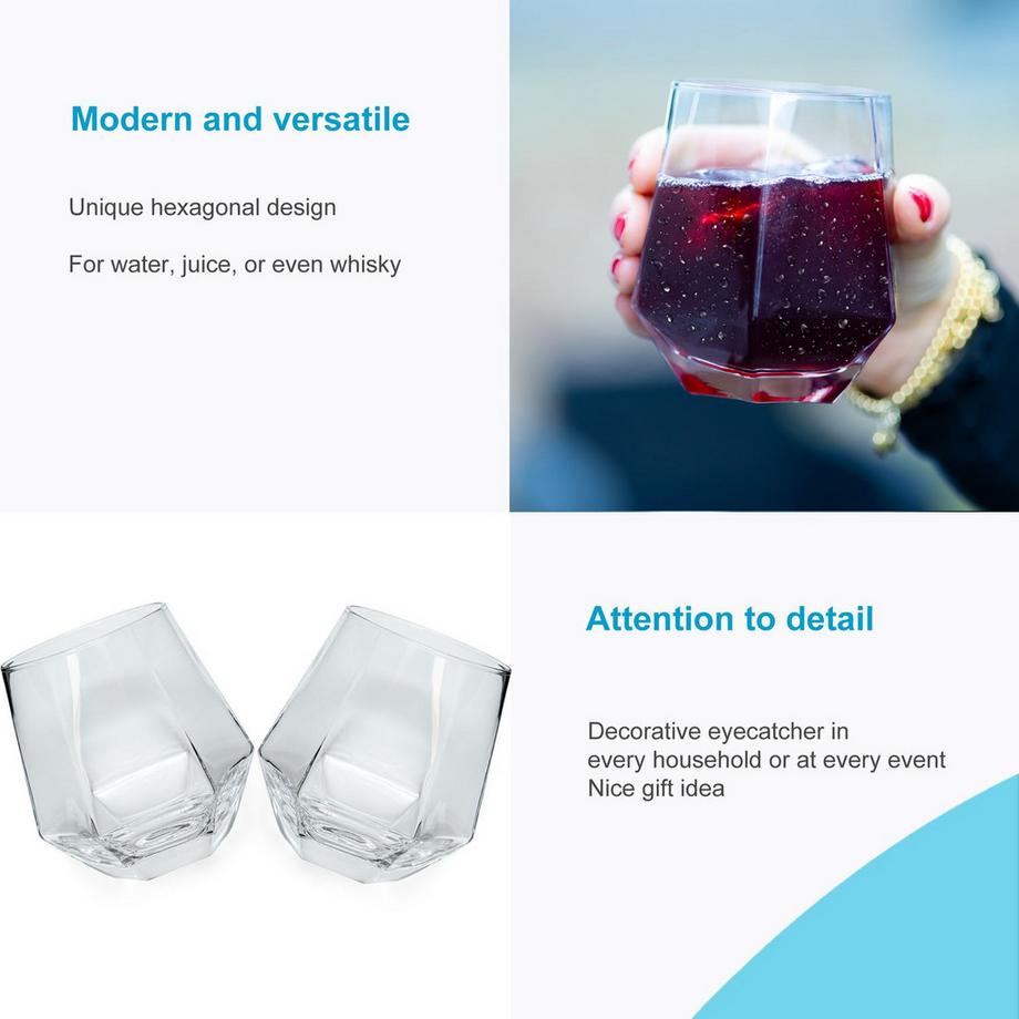 Intirilife Set Di Bicchieri Da Bere In Design Esagonale, 240 Ml  