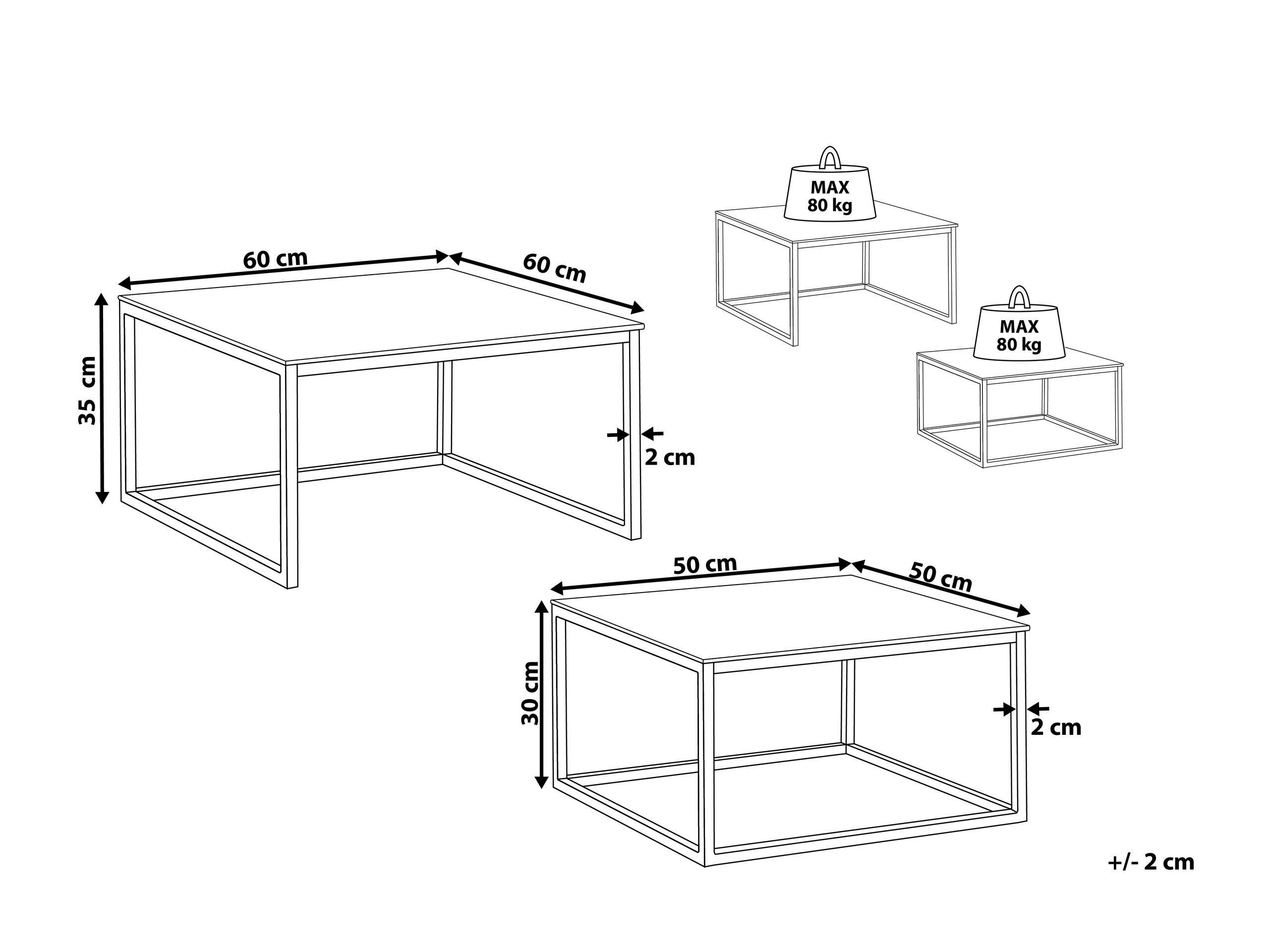 Beliani Ensemble de tables en Verre de sécurité Moderne BREA  