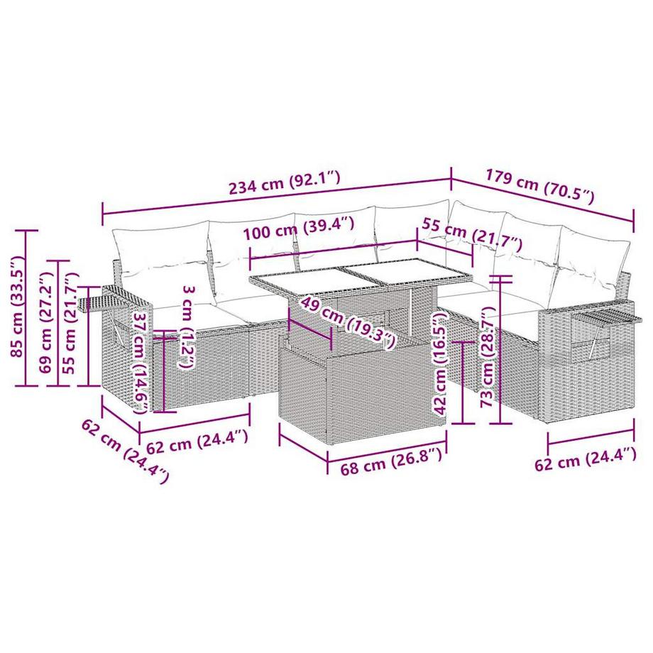 VidaXL Ensemble de canapés de jardin rotin synthétique  