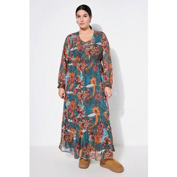 Robe maxi#, silhouette en A, imprimé floral, effet cache-cœur