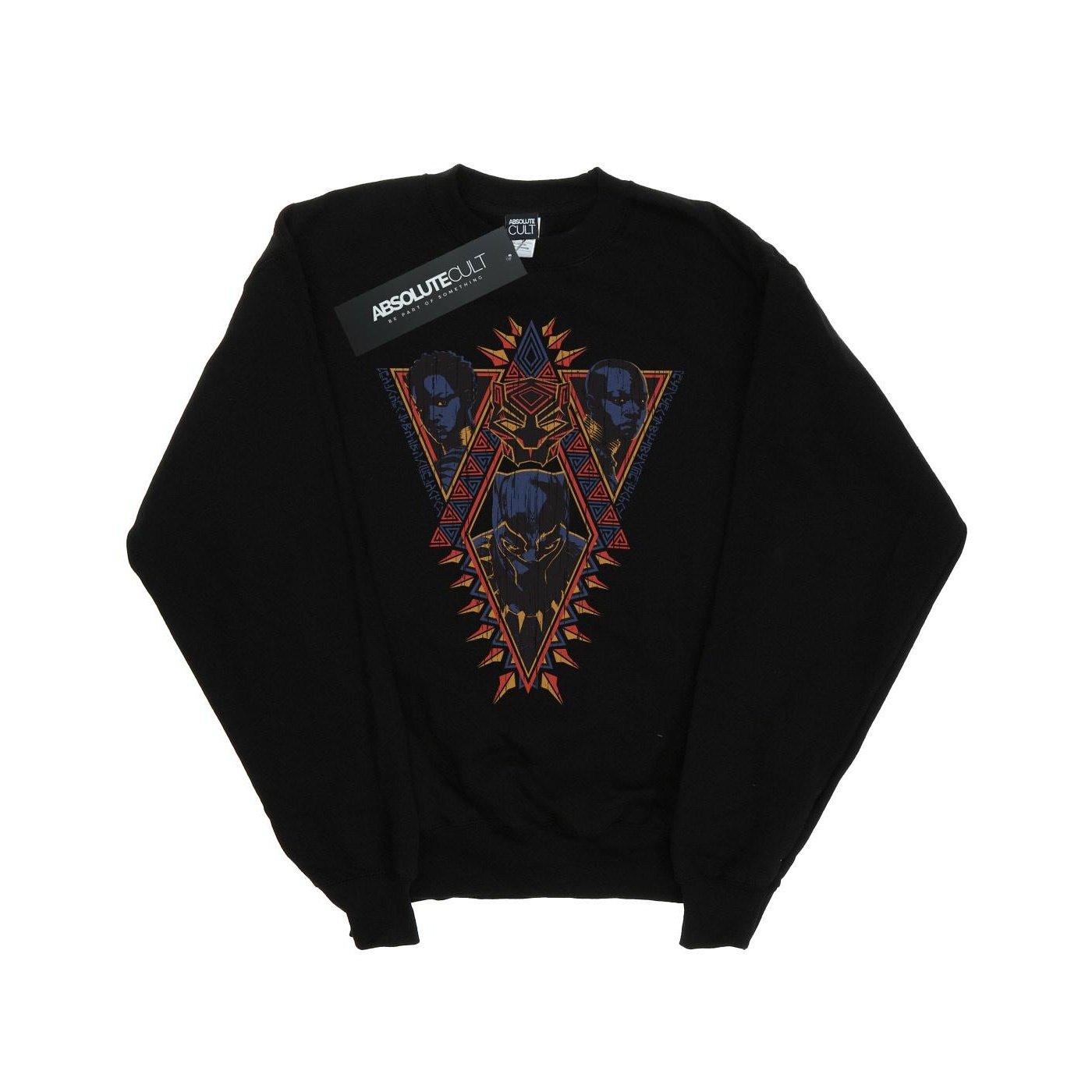Image of Black Panther Tribal Heads Sweatshirt Unisex Schwarz 140/146