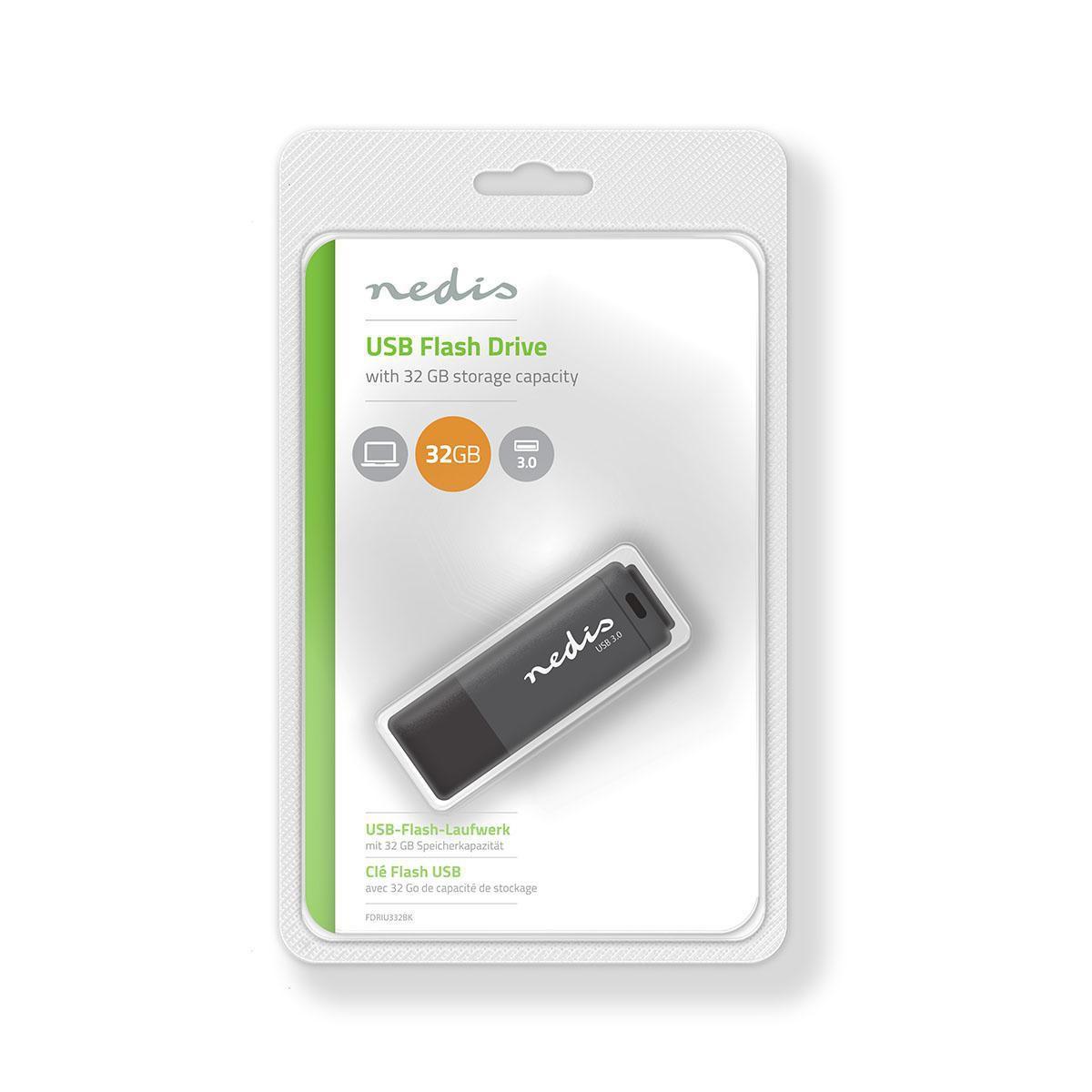 Nedis  Flash Drive | 32 GB | USB Typ-A | Lesegeschwindigkeit: 80 MB/s | Schreibgeschwindigkeit: 9 MB/s 