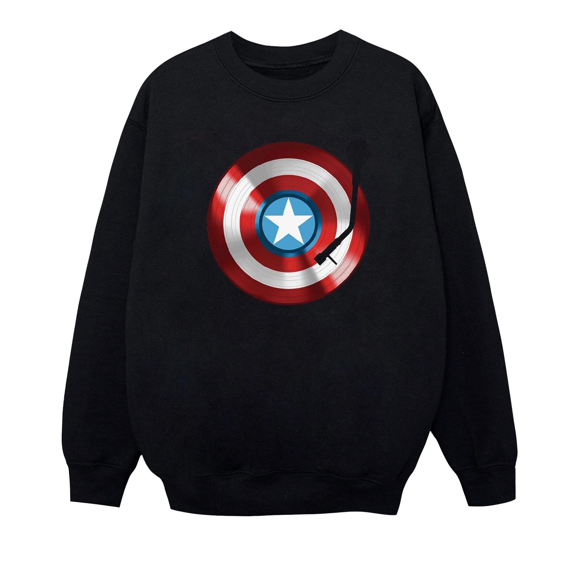 Image of Captain America Turntable Sweatshirt Unisex Schwarz 140/146