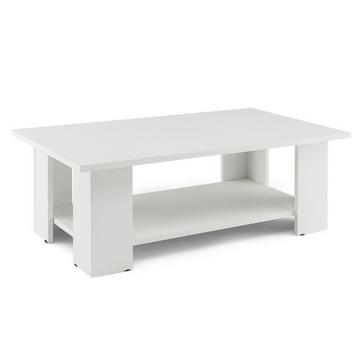 Table basse à 2 niveaux en bois, table d'appoint, capacité de charge jusqu'à 125 kg, 90 x 52 x 32 cm, blanc