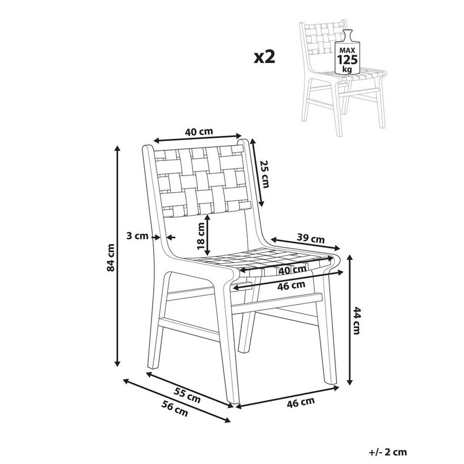 Beliani Set di 2 sedie da pranzo en Legno di caucciù Retrò HUMBLE  