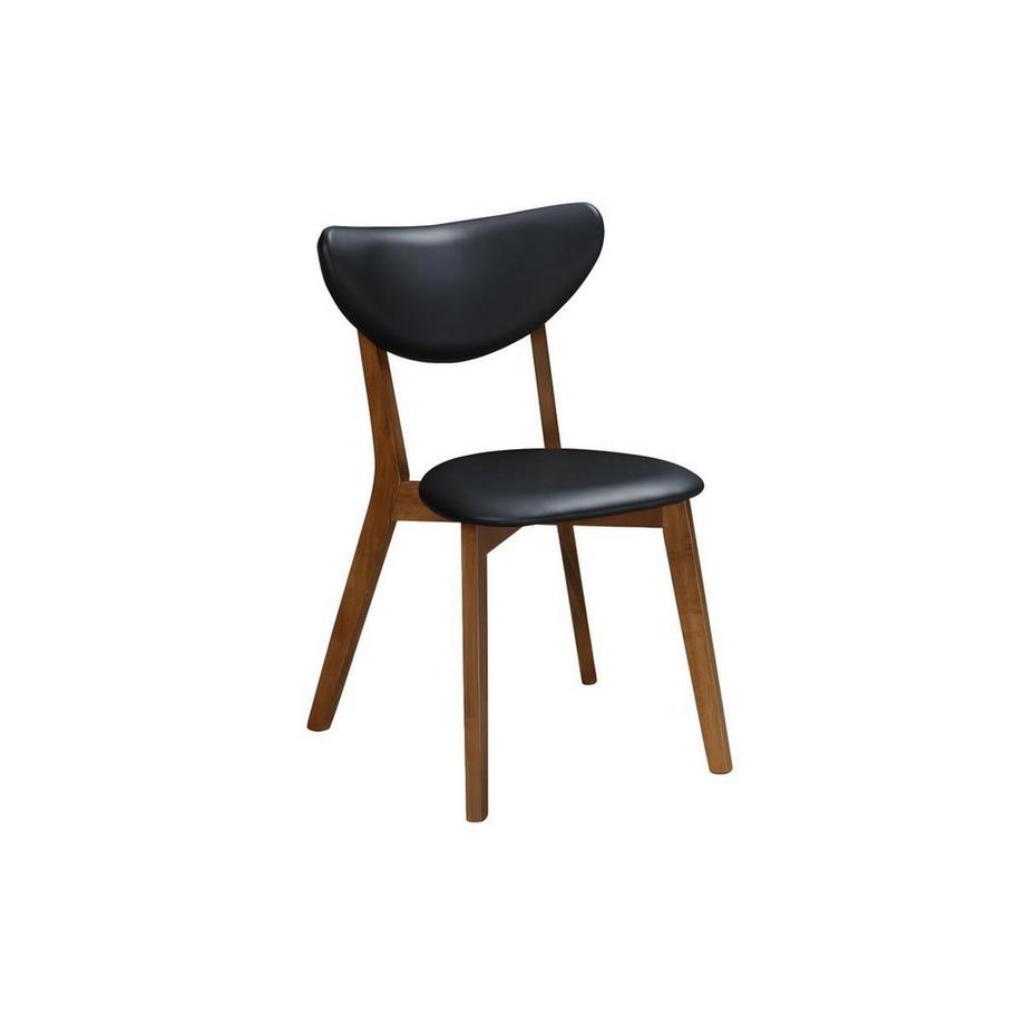 Vente-unique Lot de 2 chaises LISETTE Hévéa massif Simili Noyer  