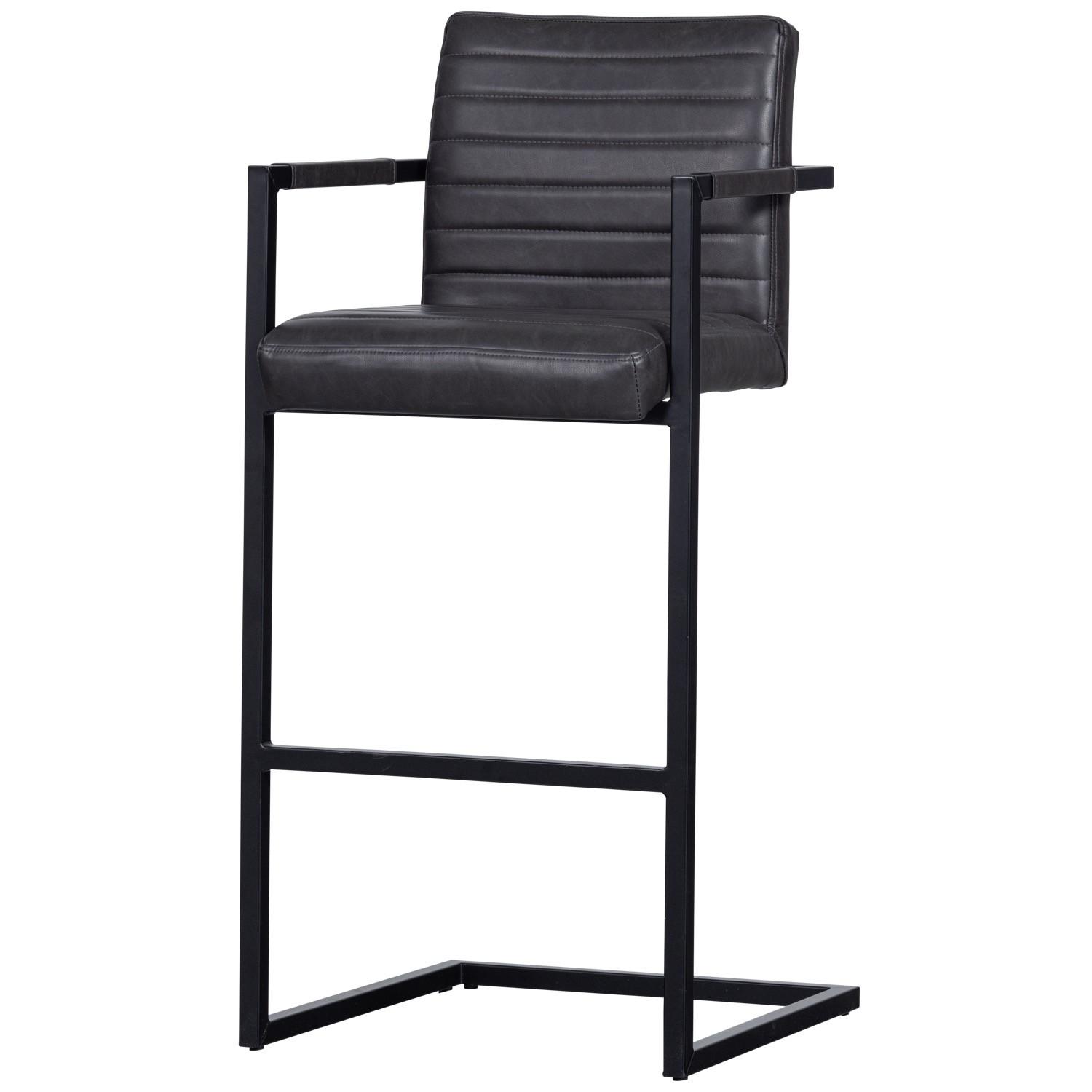 mutoni Chaise de bar Abe simili cuir anthracite  