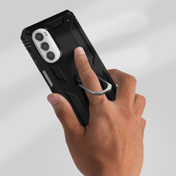 Avizar  Cover con Anello Moto G52 / G82 Nera 