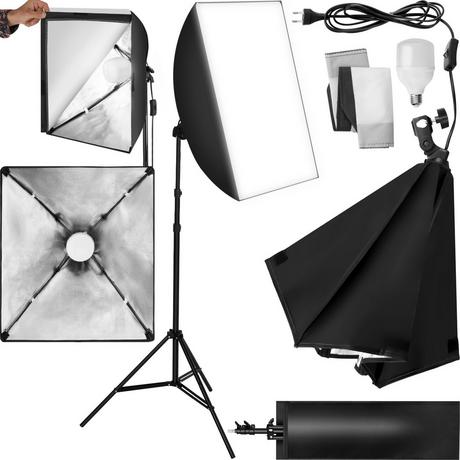 Tectake  Lampada da studio fotografico + soft box, modello 1, stativo e borsa per trasporto 