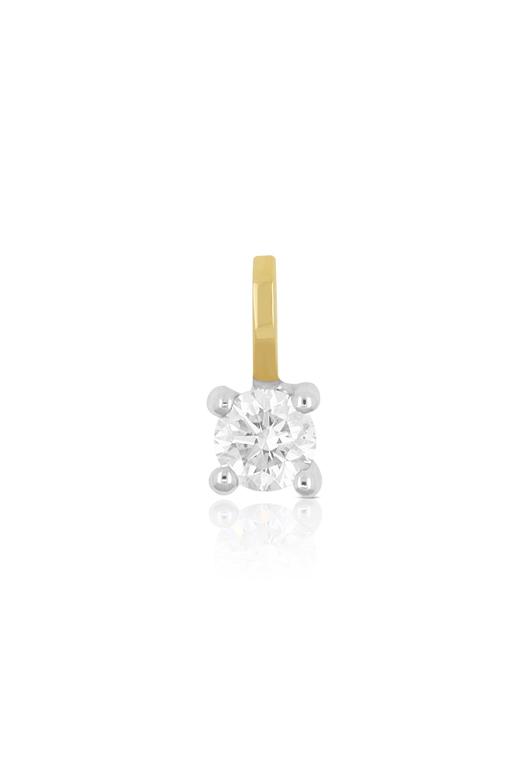 MUAU Schmuck  Pendentif solitaire serti 4 griffes or jaune 750 diamant 0,15ct. or blanc 750, 8x4,5mm 