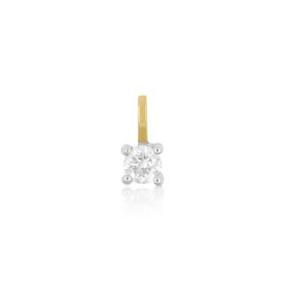 MUAU Schmuck  Pendentif solitaire serti 4 griffes or jaune 750 diamant 0,15ct. or blanc 750, 8x4,5mm 