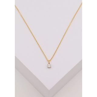 MUAU Schmuck  Solitär Anhänger 4-Griff-Fassung Gelbgold 750 Diamant 0.15ct. Fassung Weissgold 750, 8x4.5mm 