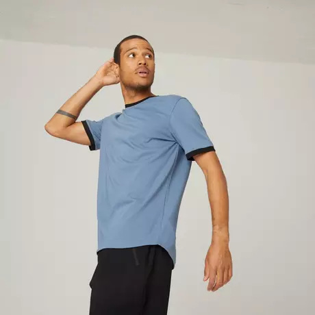 NYAMBA  T-Shirt Fitness Baumwolle dehnbar abgerundet Herren blau Blau