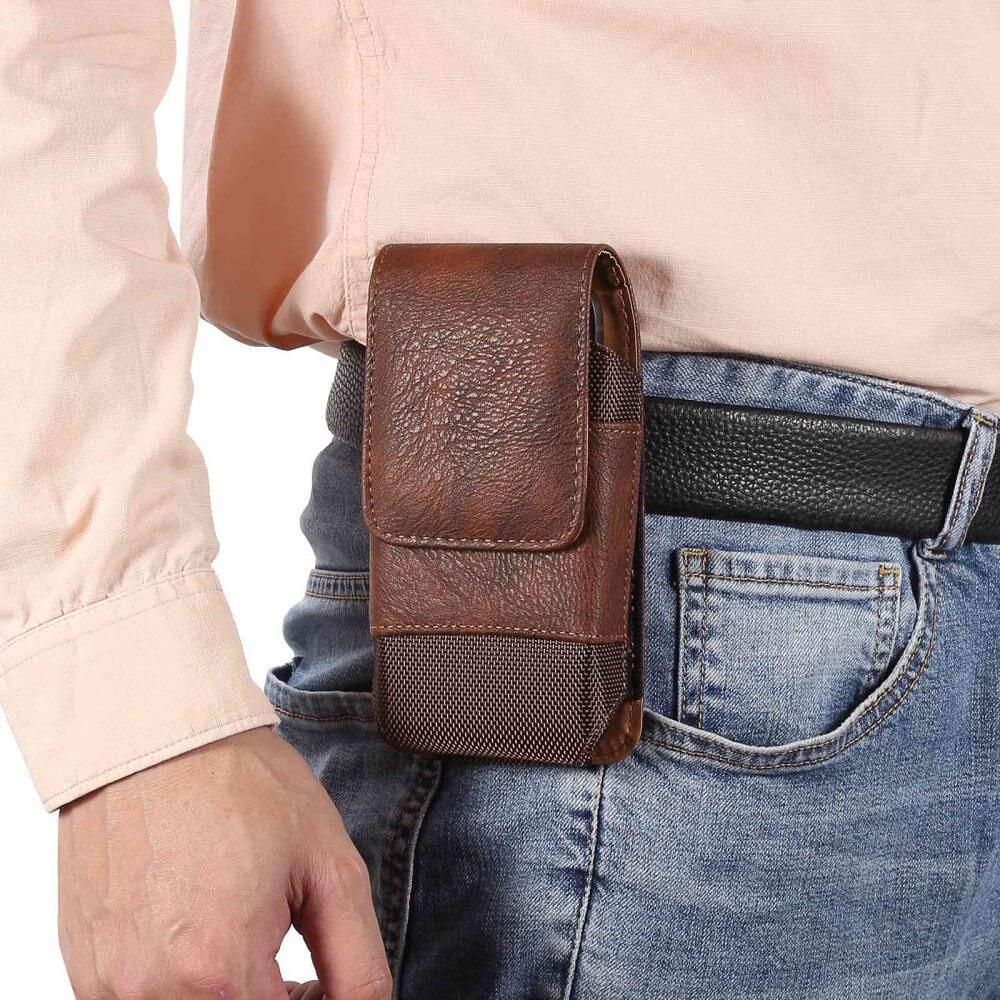 Cover-Discount  Borsa da cintura in pelle e nylon nero / M 