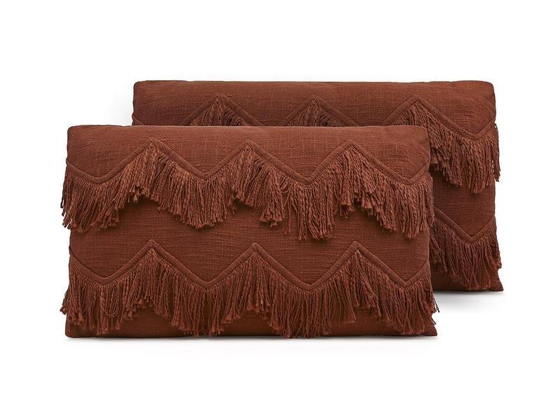 Image of Kissen mit Fransen 2erSet BONEL Baumwolle Terracotta Kissen mit Fransen 2erSet BONEL Baumwolle Terracotta