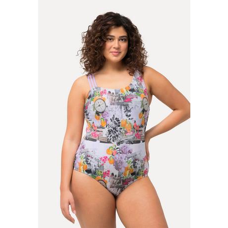 Ulla Popken  Maillot de bain avec bonnets souples, imprimé boussoles et triple bretelle 