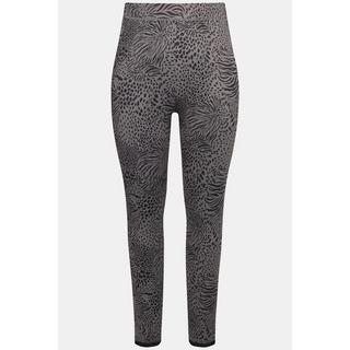 Ulla Popken  Leggings, Leomuster, schmales Bein, Mesh-Saum 