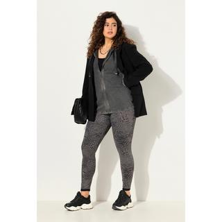 Ulla Popken  Legging motif léopard. Jambe étroite et bordure en mesh. 