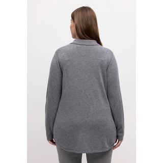 Ulla Popken  Pull, en laine mélangée raffinée, col de chemise, manches longues 