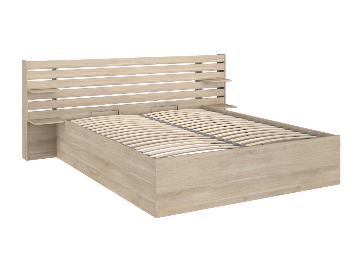 Vente-unique Letto con contenitore e vani portaoggetti 160 x 200 cm Naturale - TENALIA III  