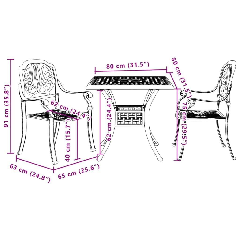 VidaXL Bistro set aluminium  