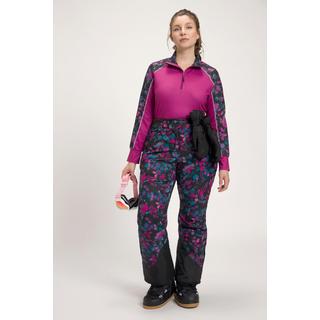 Ulla Popken  Pantaloni da sci, fiori, impermeabili, linguetta con chiusura a strappo e paraneve 