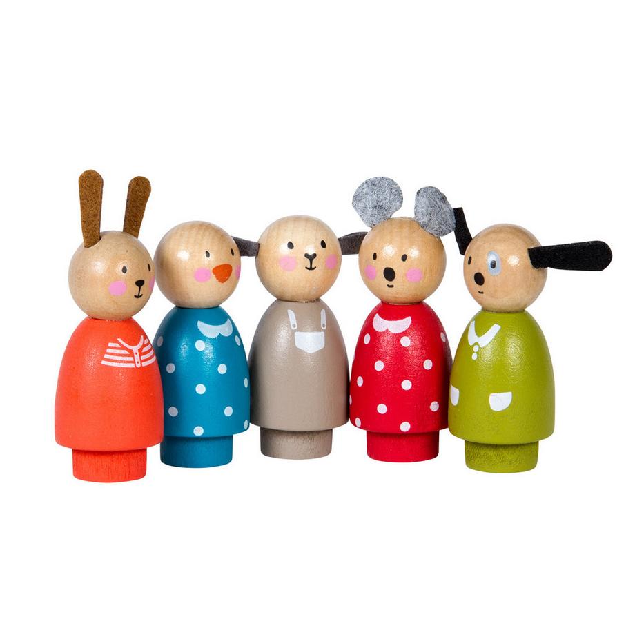 Moulin Roty  Les Grande Famille, Set 5 Figuren aus Holz 