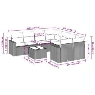 VidaXL Ensemble de canapés de jardin rotin synthétique  