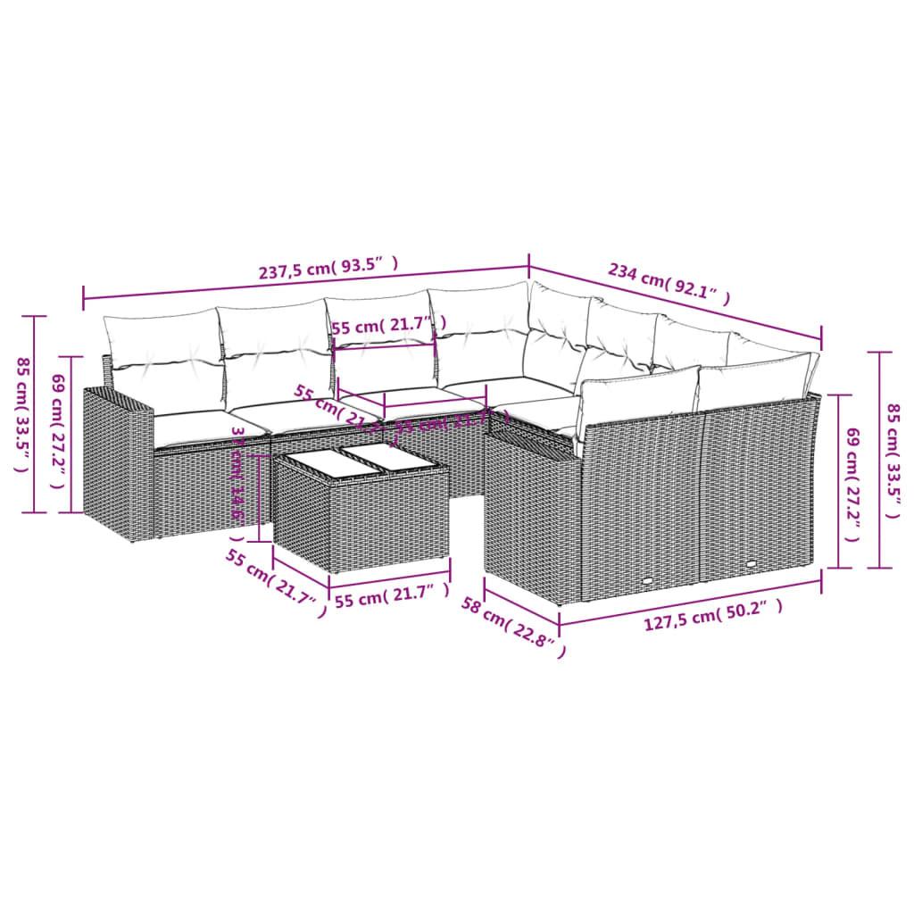 VidaXL Ensemble de canapés de jardin rotin synthétique  