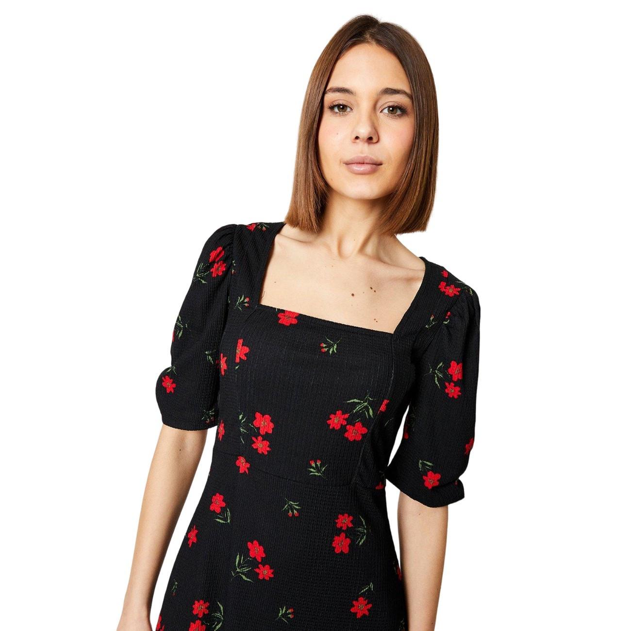 Dorothy Perkins Midi Blumenkleid mit Puffärmeln  