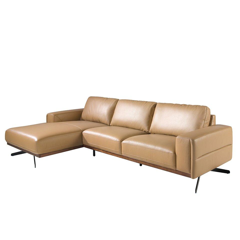 Image of Chaiselongue-Sofa aus Leder und Stahl Chaiselongue-Sofa aus Leder und Stahl