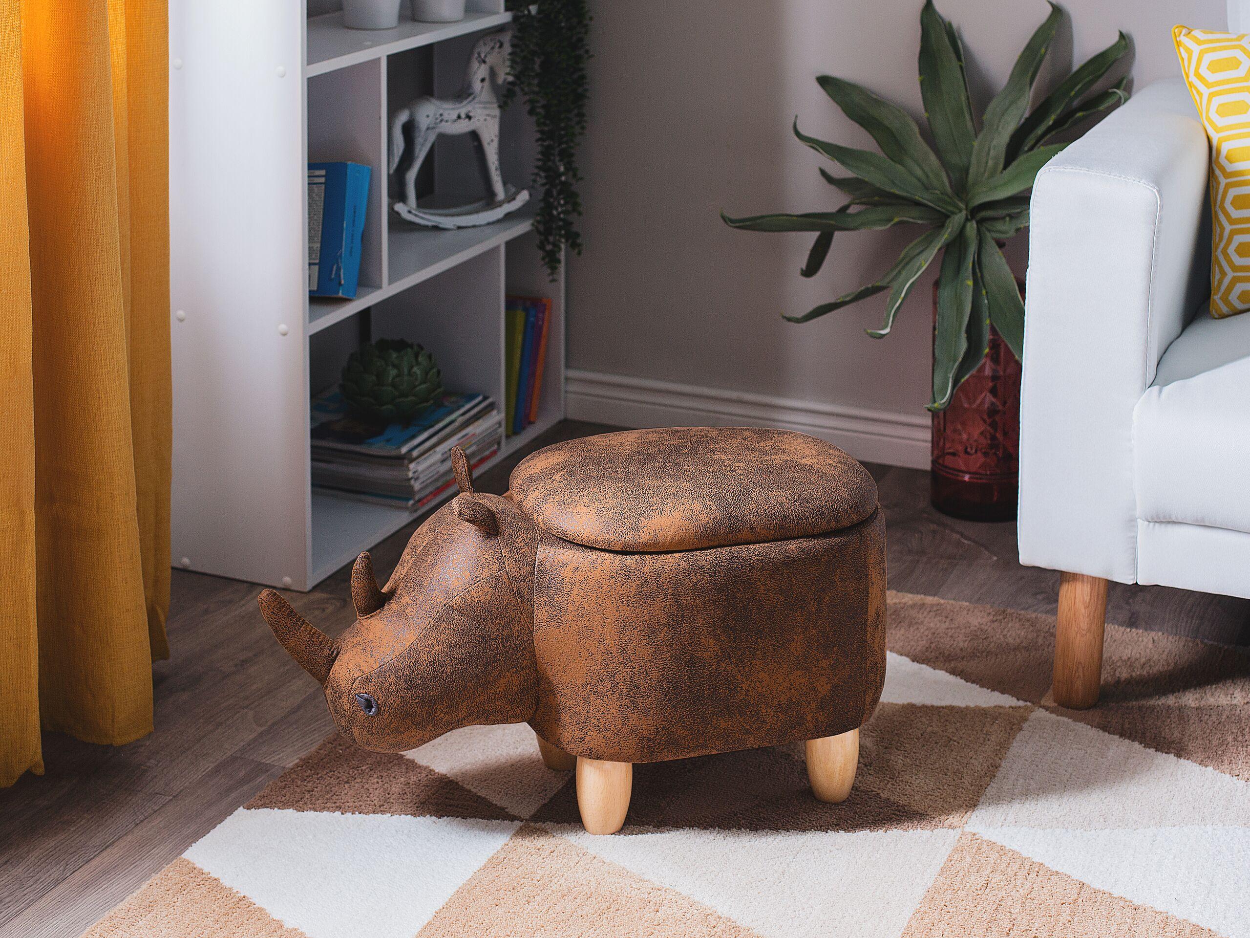 Beliani Repose-pied en Cuir PU Rustique RHINO  