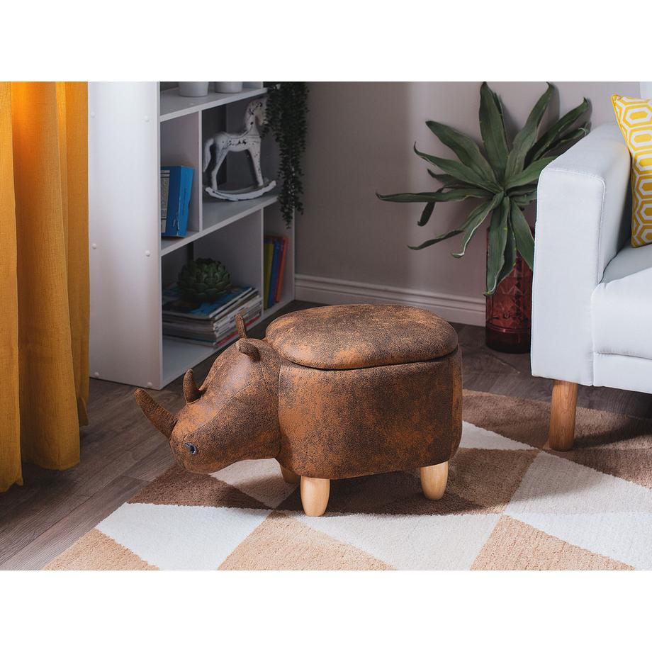 Beliani Tierhocker mit Stauraum aus Kunstleder  RHINO  
