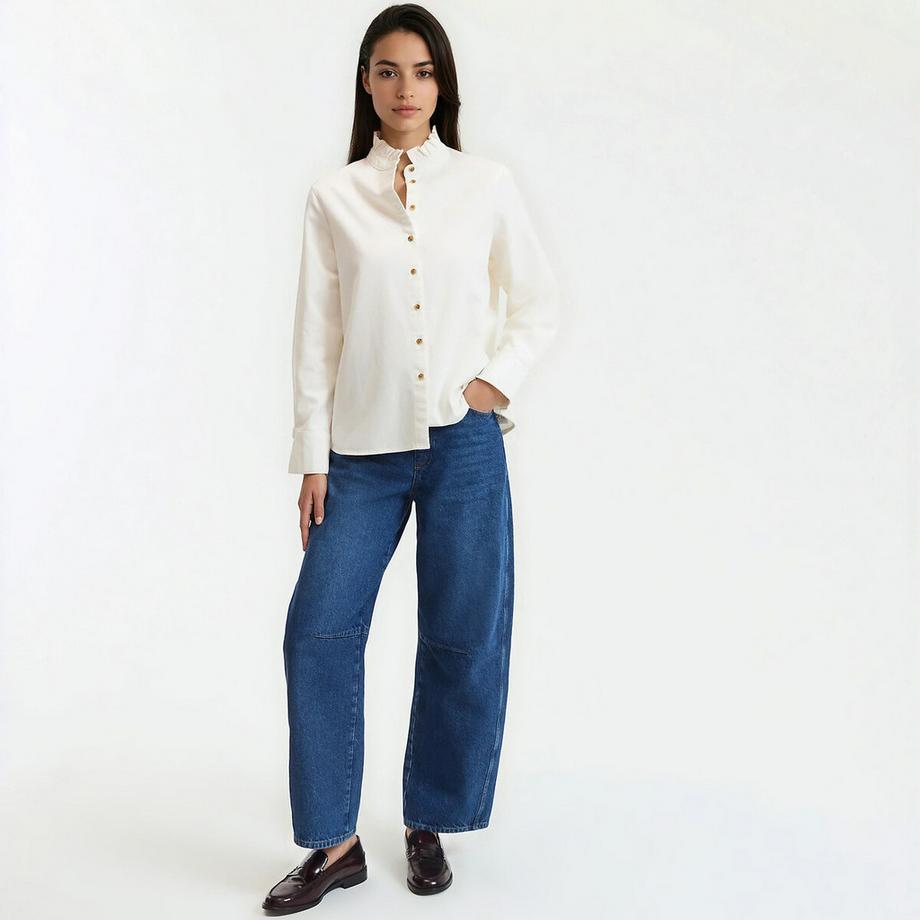 La Redoute Collections Langärmelige Bluse mit gerüschtem Stehkragen  