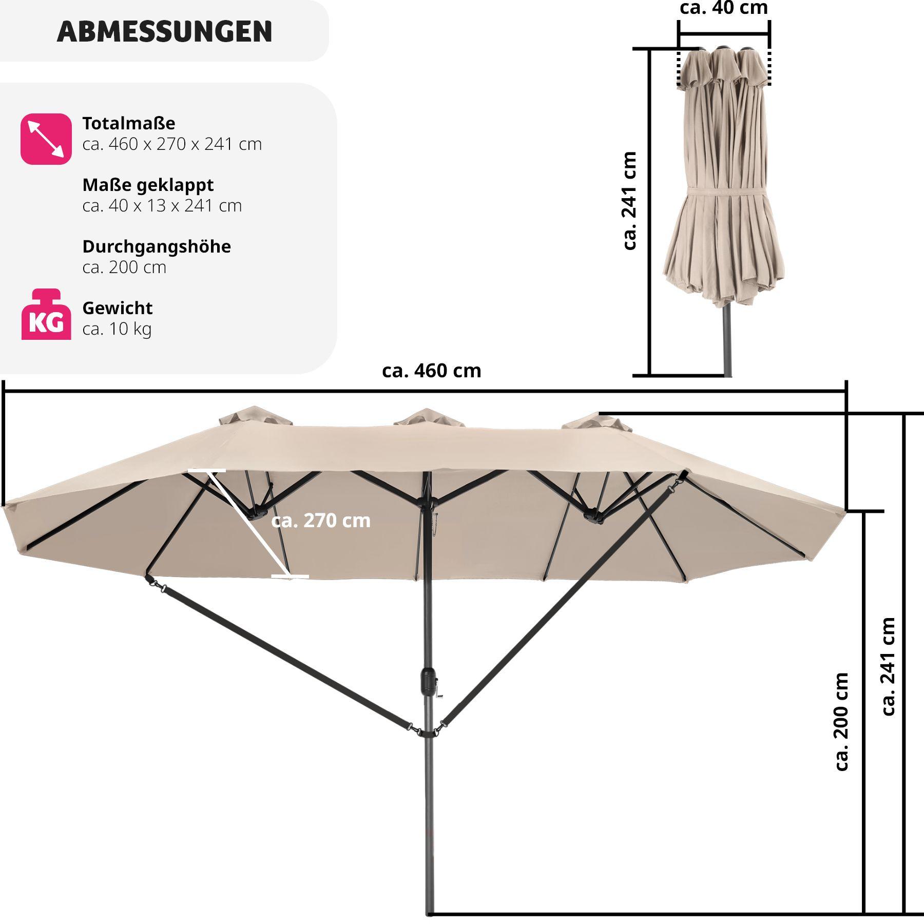 Tectake Parasol SILIA en aluminium 460 x 270 cm  